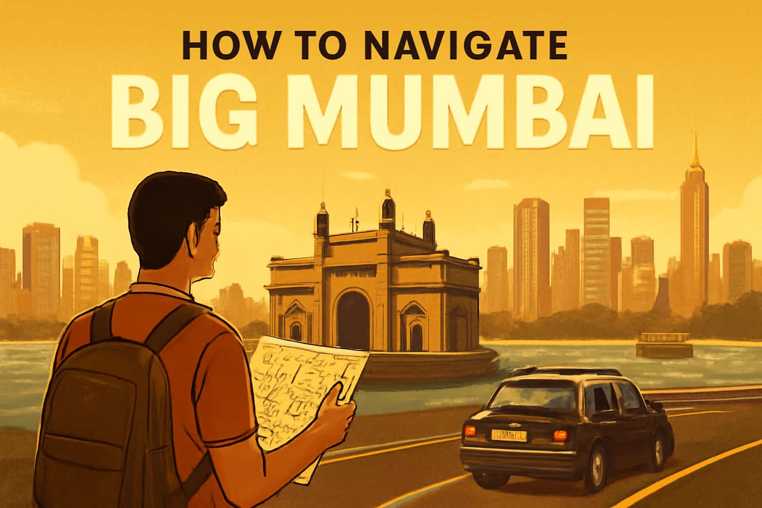 An illustration depicting navigation tools available for Big Mumbai users.