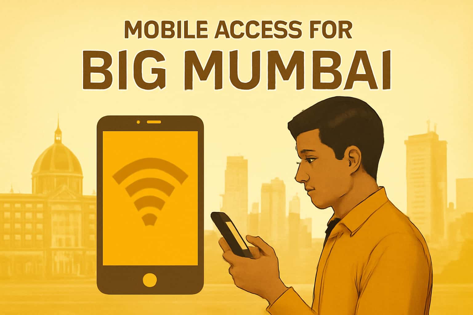 An informative visual representation highlighting mobile access features for Big Mumbai.