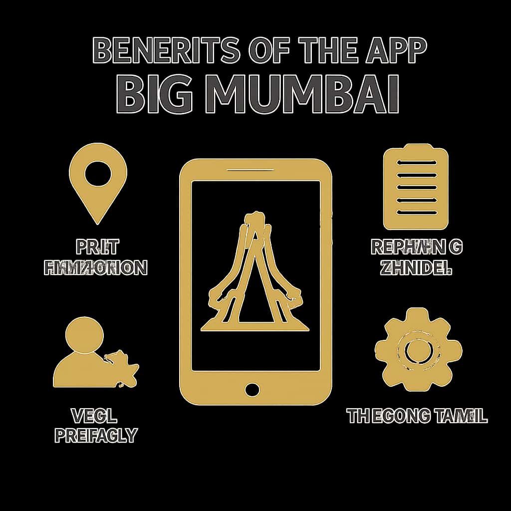 An educational diagram detailing benefits of the Big Mumbai App.