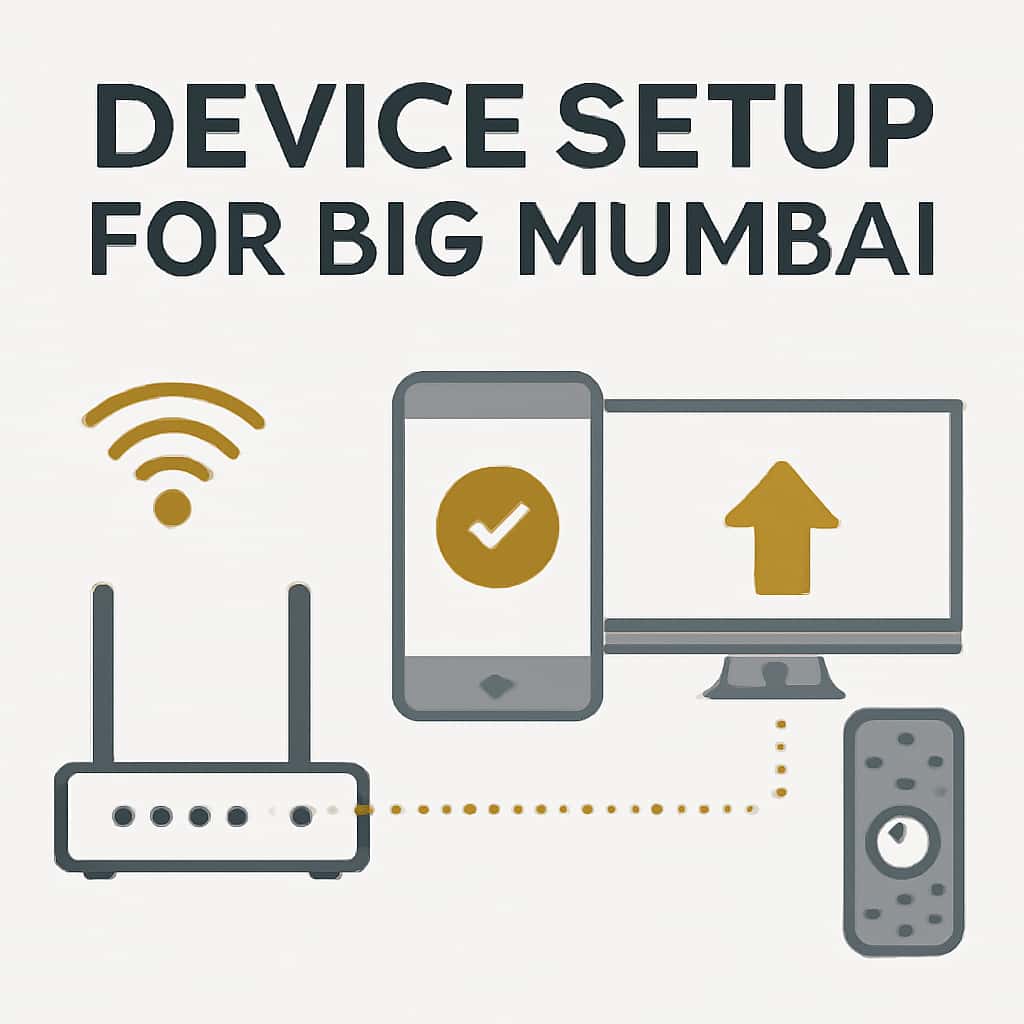 An educational diagram illustrating the device setup process for Big Mumbai, featuring the text 'Device Setup for Big Mumbai'.