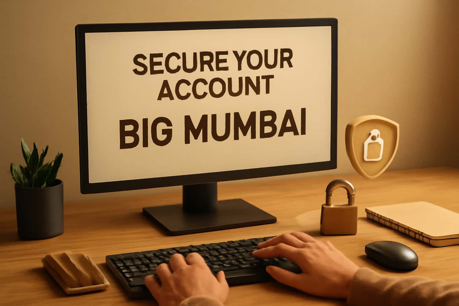 A futuristic scene showing security measures for Big Mumbai accounts