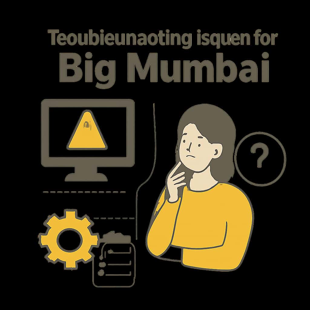An educational illustration about troubleshooting topics for Big Mumbai.